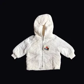 1970's White Padded Hooded Jacket 6-9M