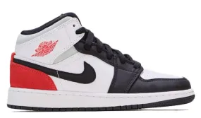 Air Jordan 1 Mid SE White Black Red Spruce (GS)