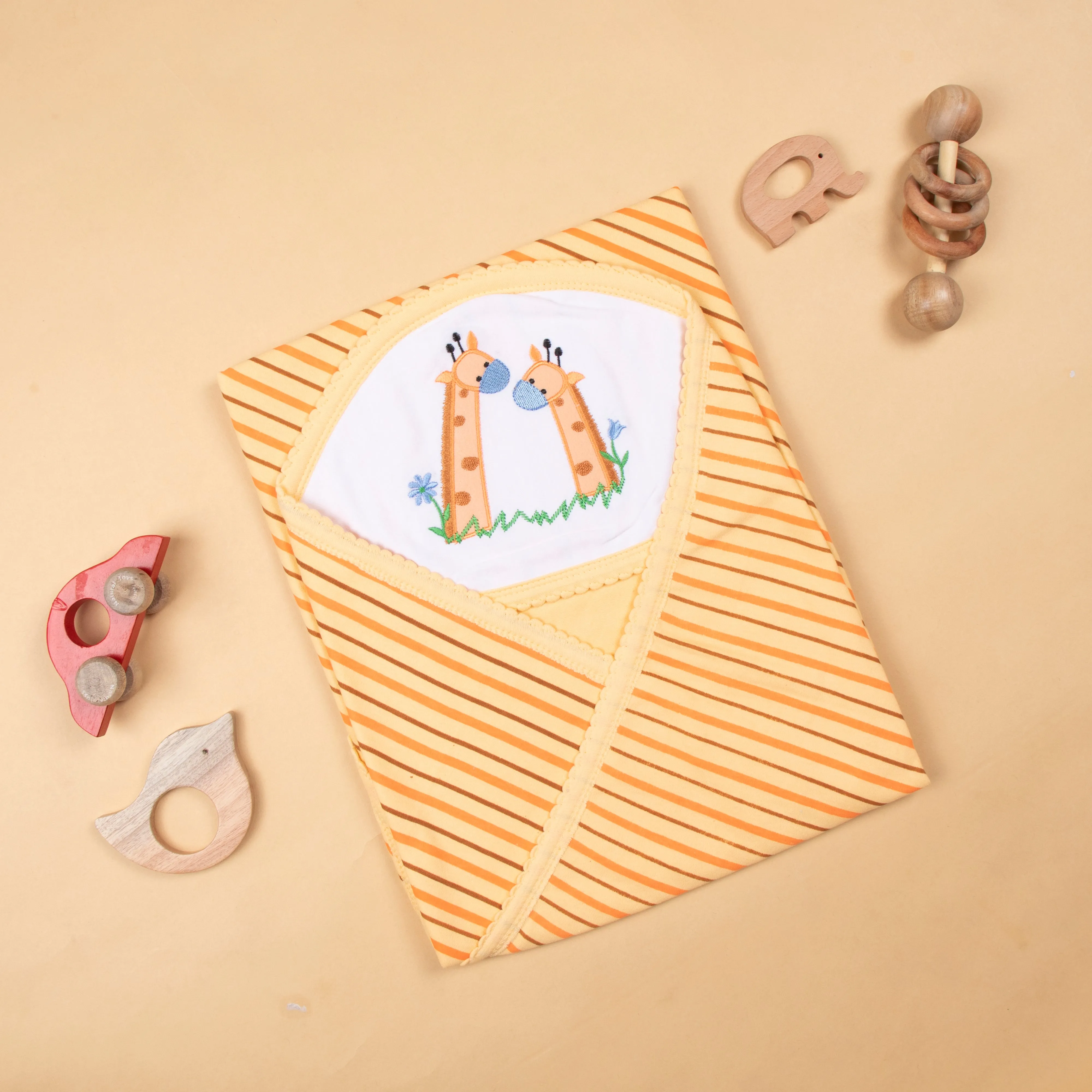 Baby Hooded Towel Interlock Stripes
