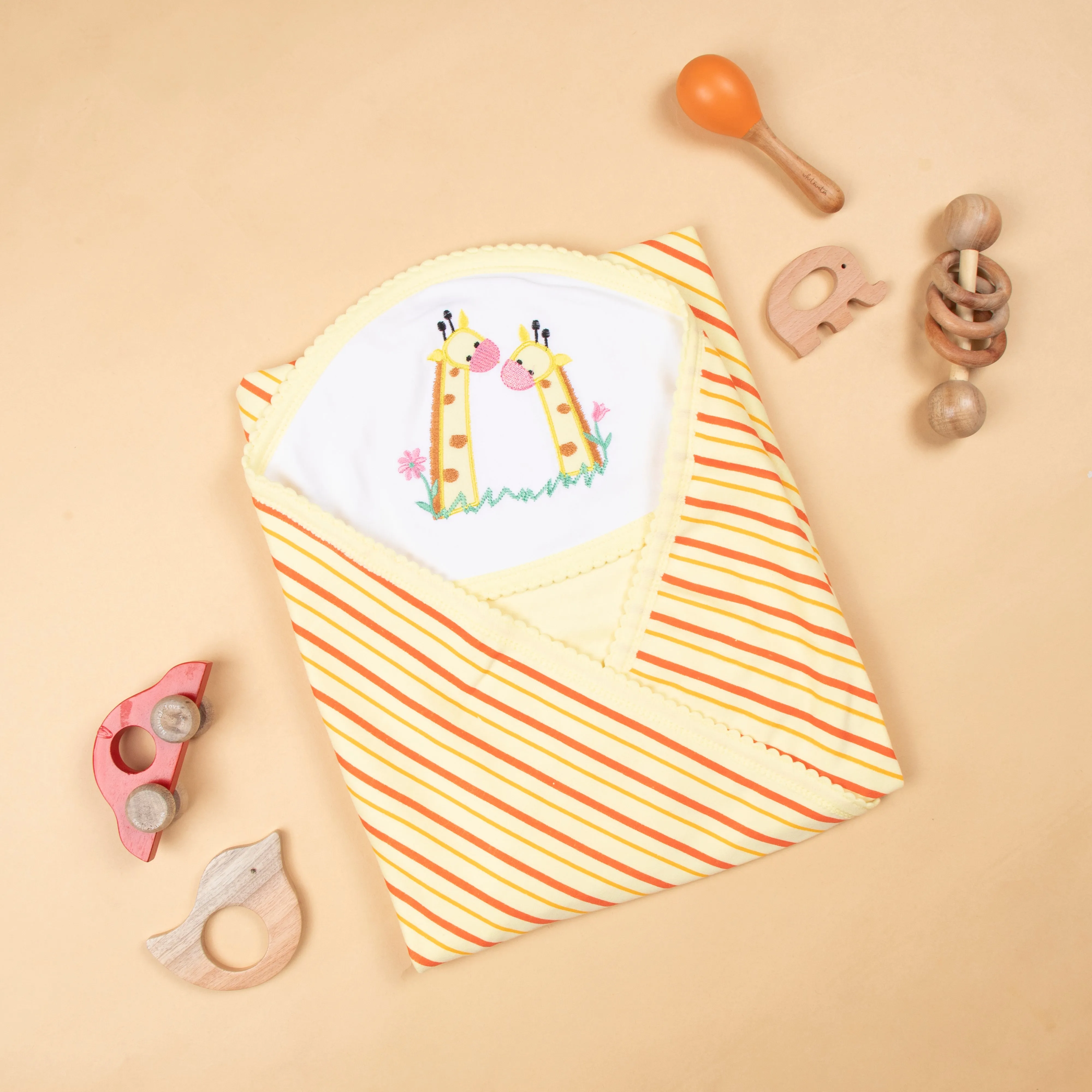 Baby Hooded Towel Interlock Stripes
