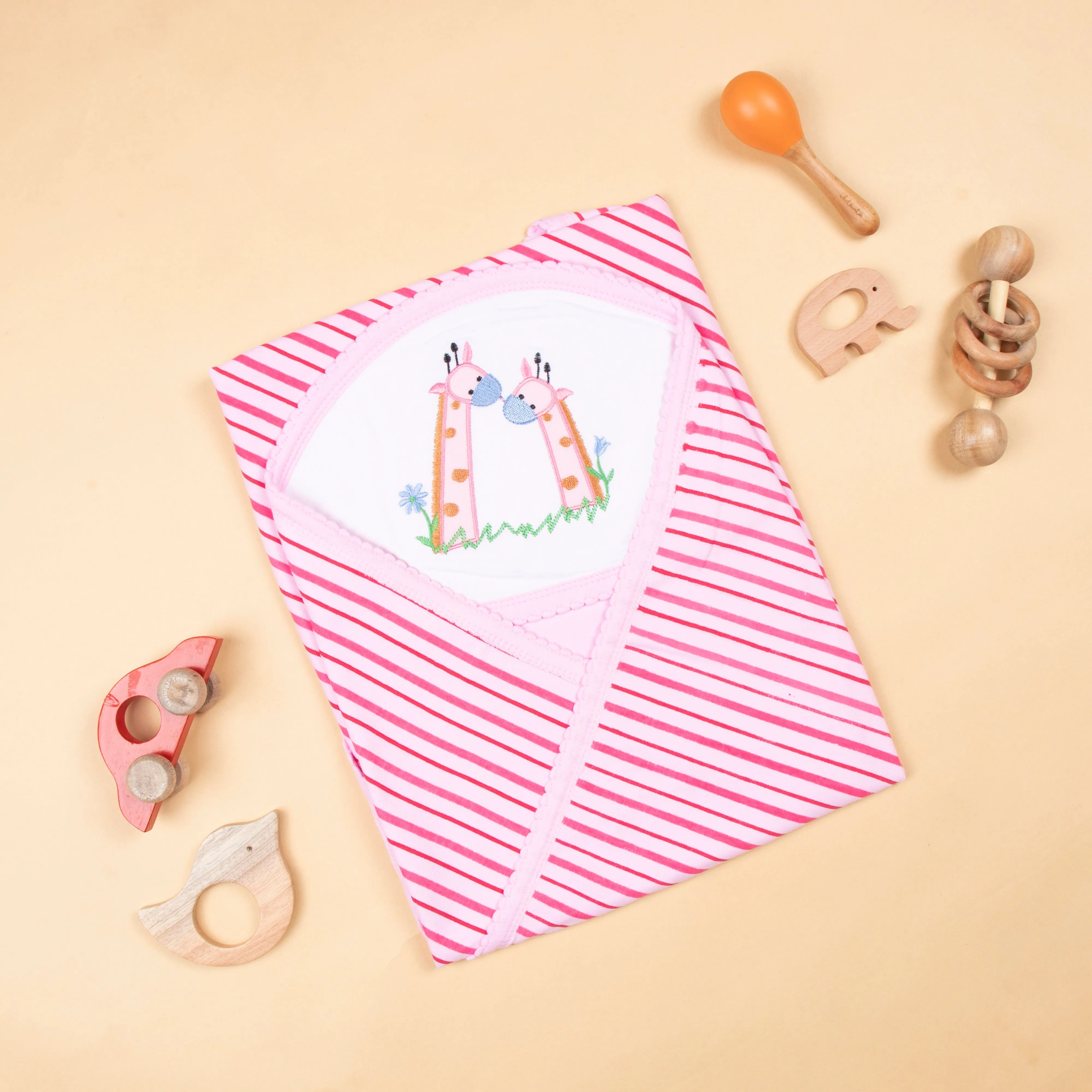 Baby Hooded Towel Interlock Stripes