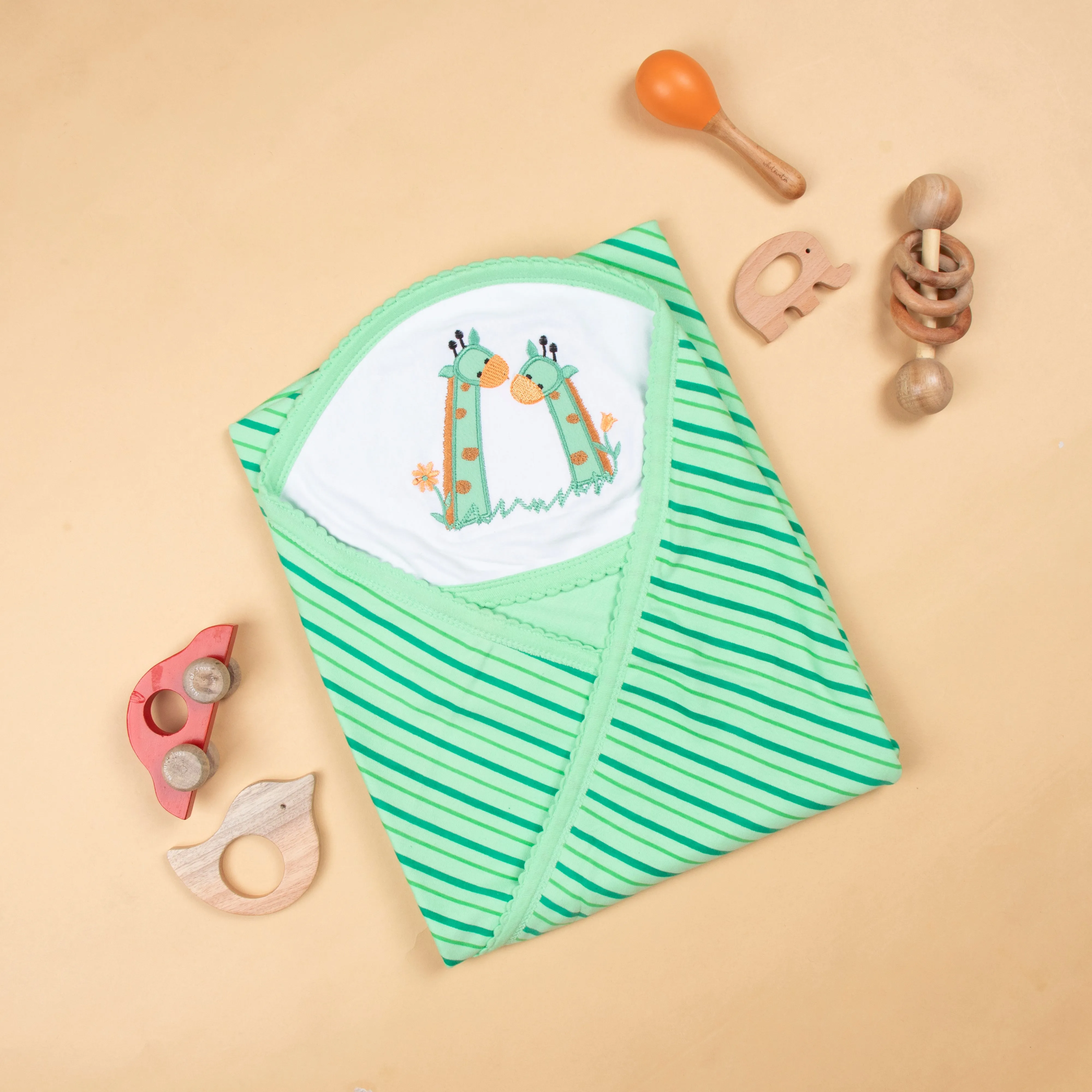Baby Hooded Towel Interlock Stripes
