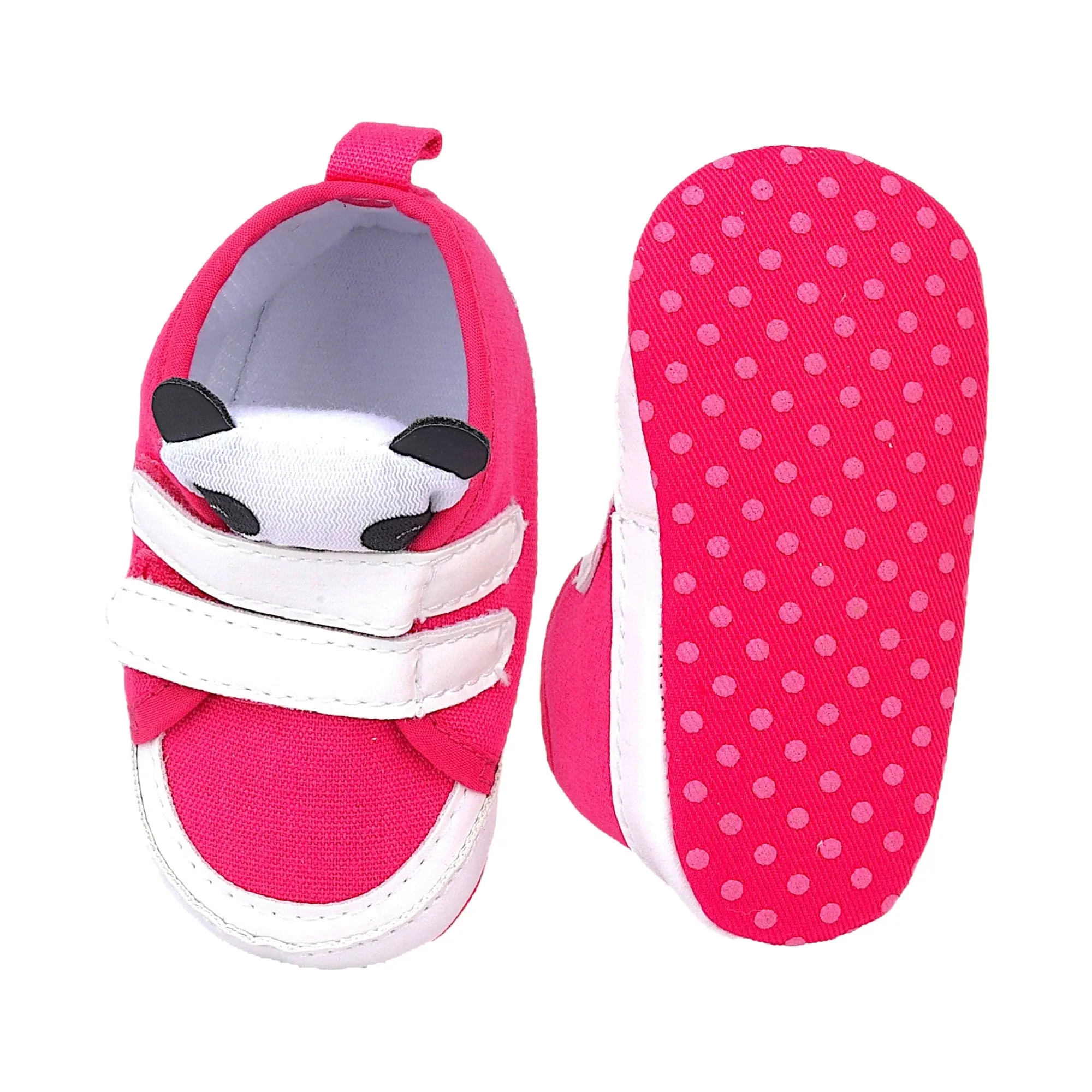Baby Moo Cute Panda Velcro Anti-Skid Canvas Sneakers - Pink