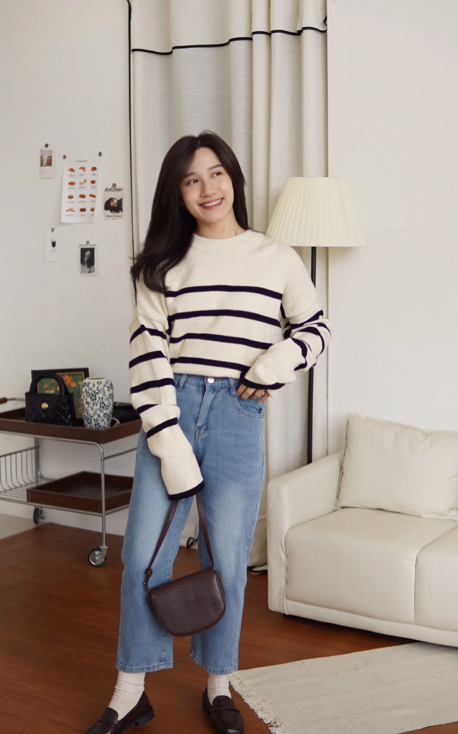 BERSHKA Striped Round Neck Sweater