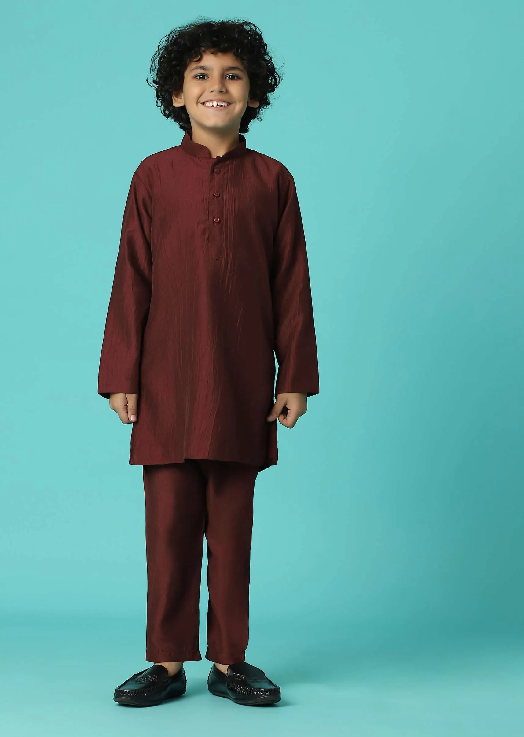 Blood Red Jacket Kurta Set In Silk With Sequins Embroidery