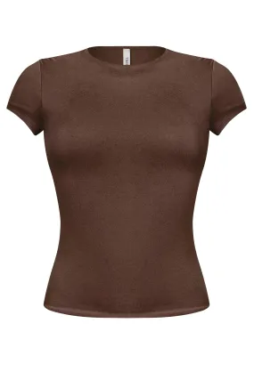 Cara Short Sleeve Top (Chocolate Brown)