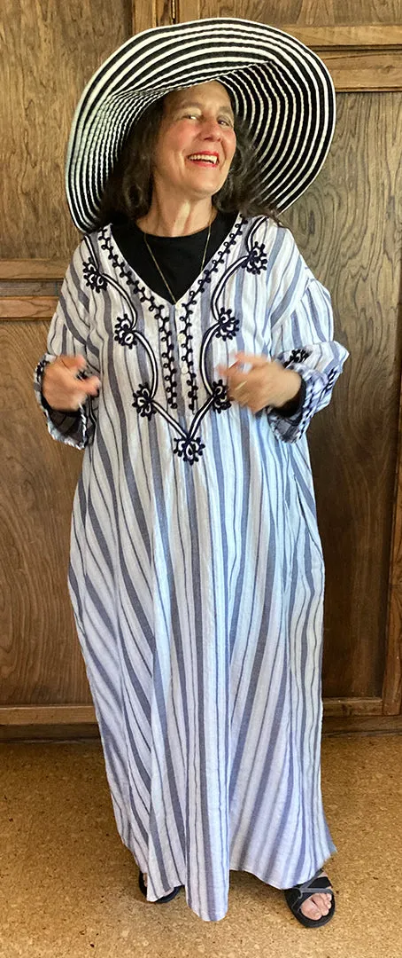 Cotton La Cera Caftan  Boho Hippie Chic Resort Wear Sml-5X One-of-a-Kind