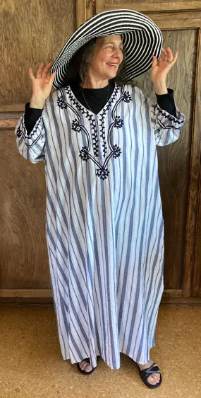 Cotton La Cera Caftan  Boho Hippie Chic Resort Wear Sml-5X One-of-a-Kind