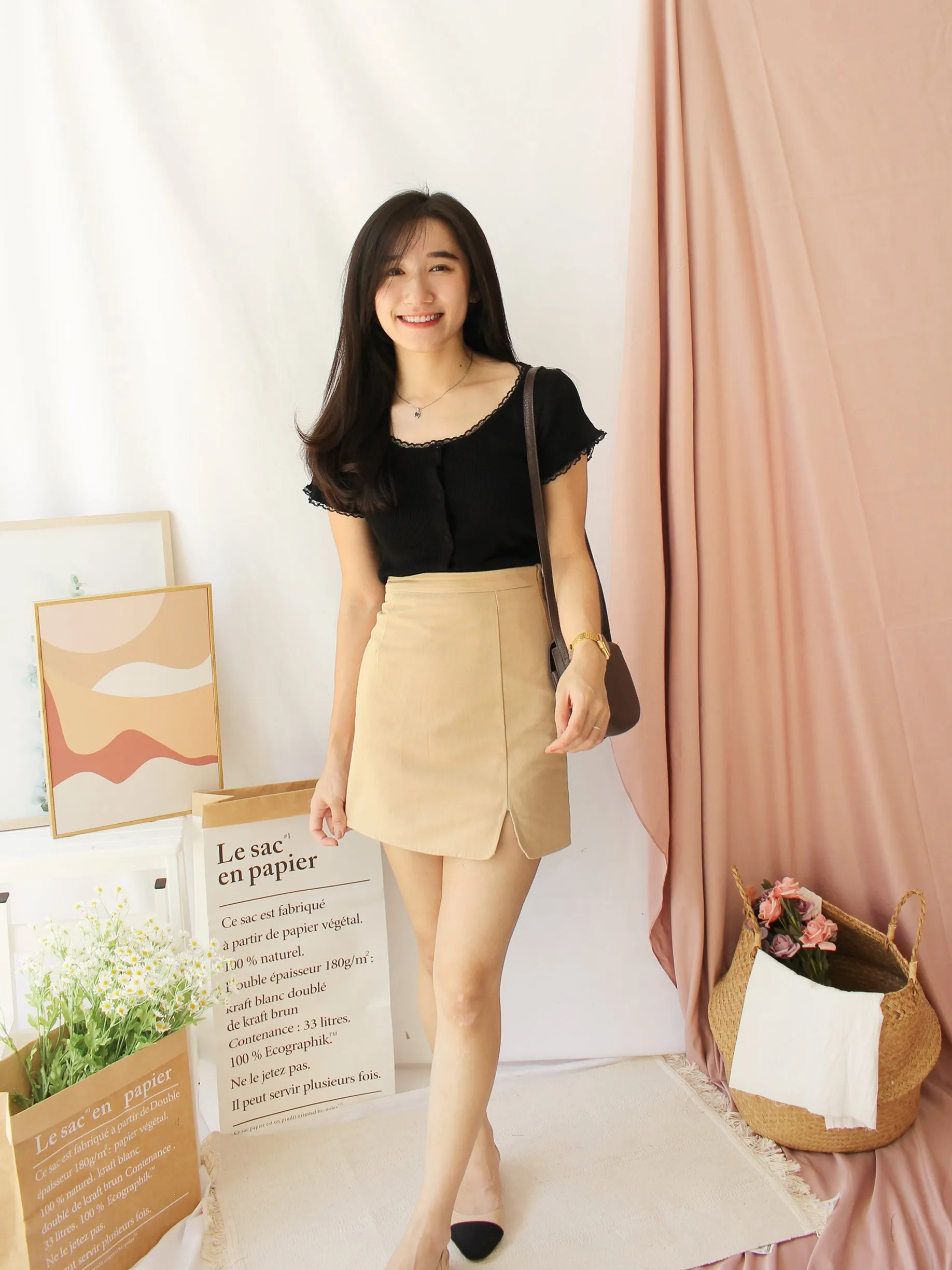 Eyelet Lace Button Top