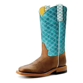 Girl's Macie Bean Pecan Barking Iron with Turquoise Barcelona Top MK9159