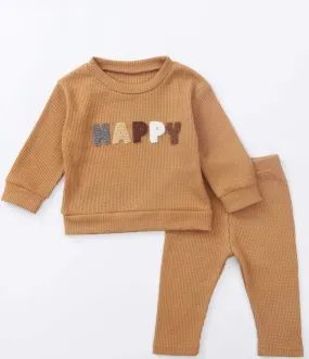 Happy Two Piece Long Sleeve Caramel Set