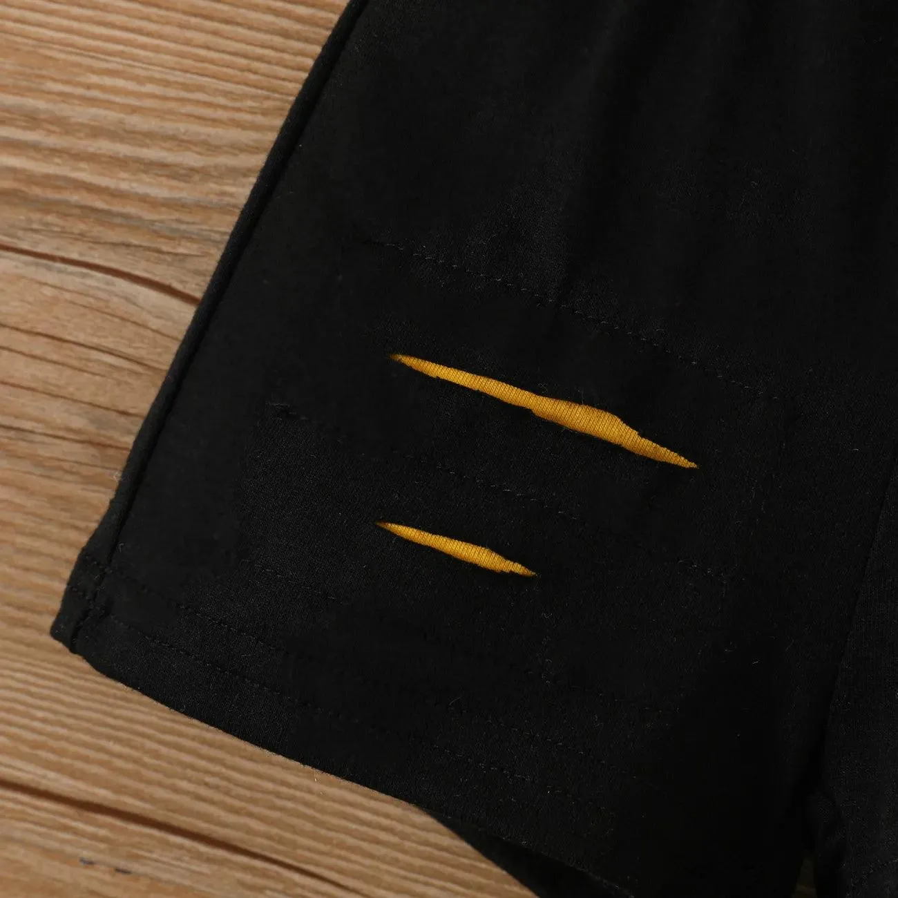Hooded Letter Print Jacket   Black Shorts Set - Baby Boy (2Pcs)