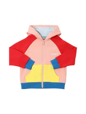 Kenzo Kids   Color block cotton zip-up hoodie 