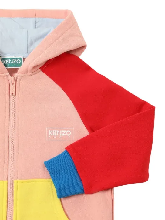 Kenzo Kids   Color block cotton zip-up hoodie 