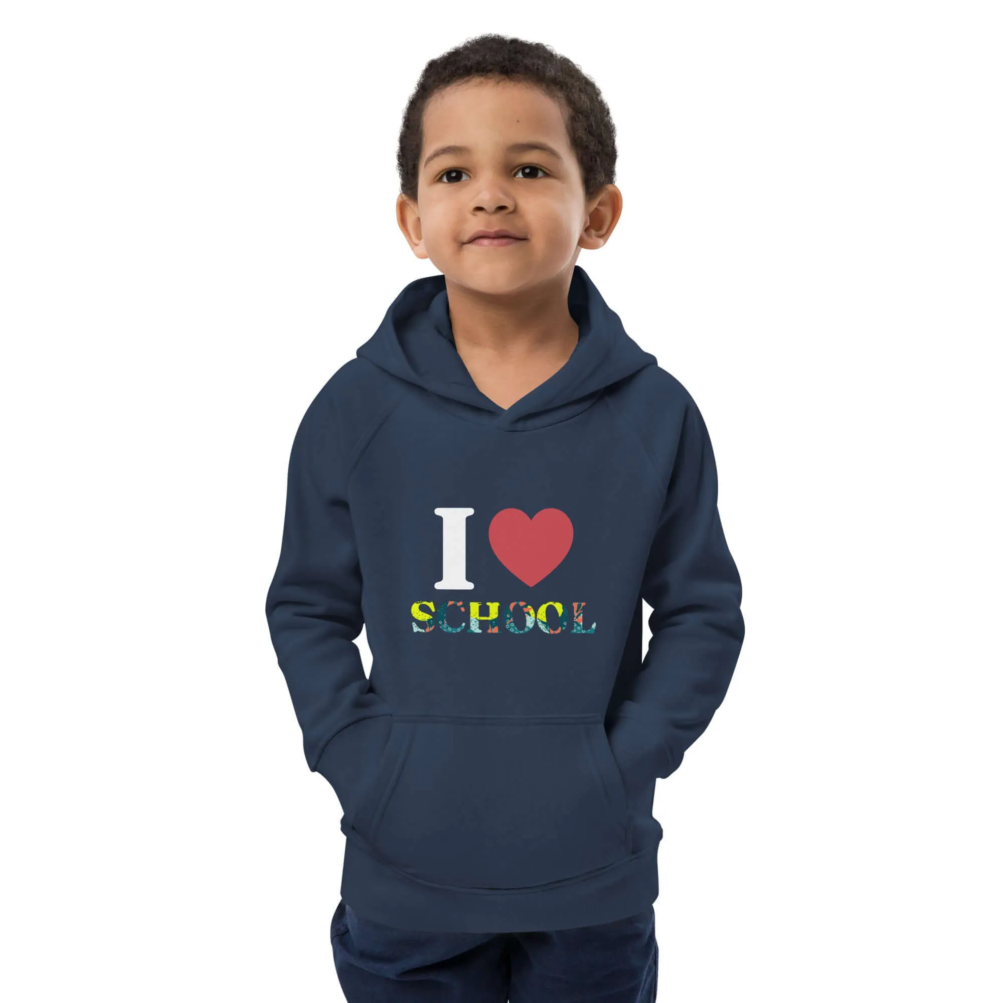 Kids eco hoodie, I Love School