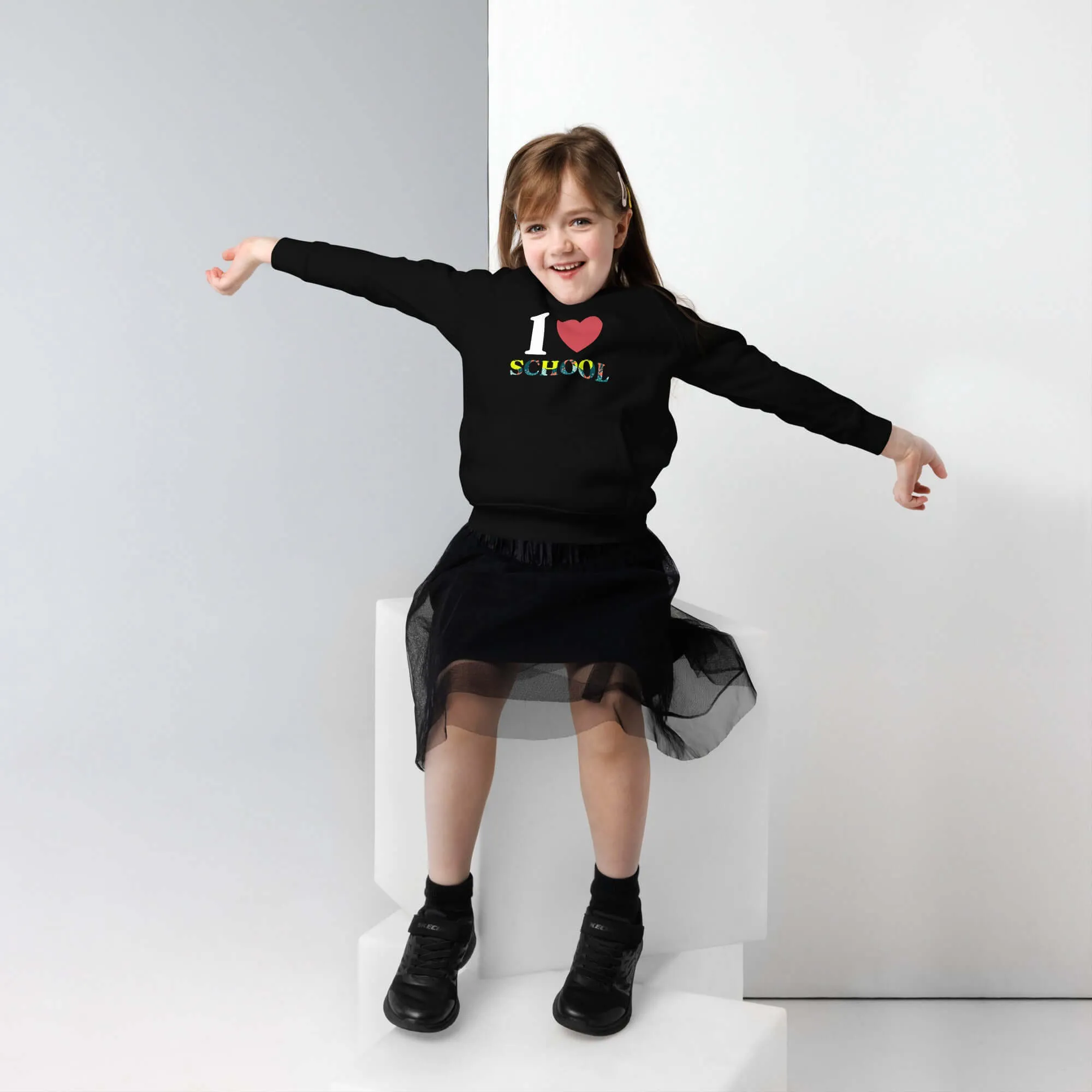 Kids eco hoodie, I Love School