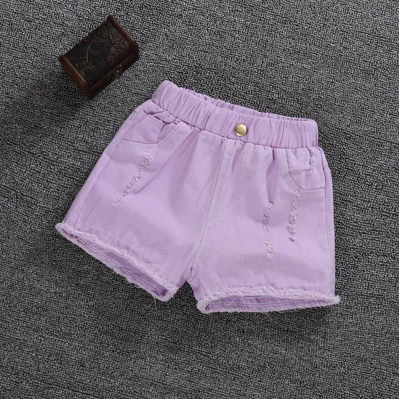 Kids Girl Summer Pants 3-9 Years Children Casual Candy Color Cotton Short Pants
