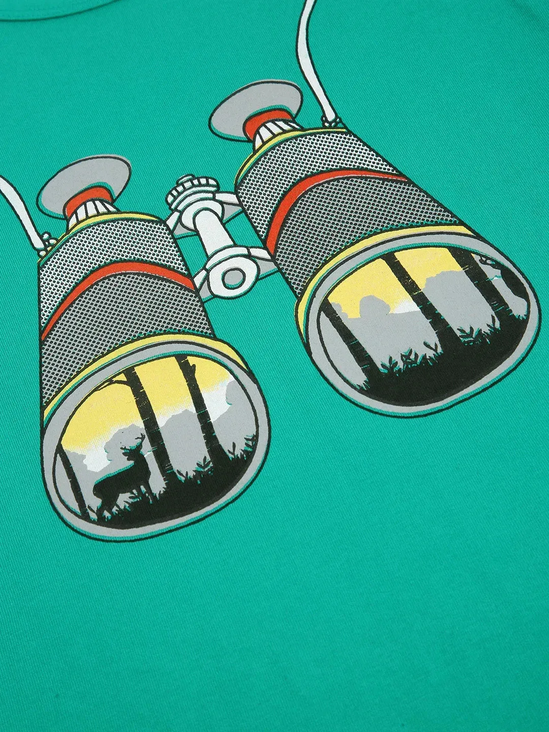 Kids Green Binocular Print Cotton T-shirt