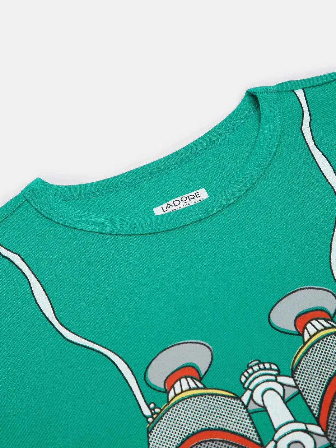 Kids Green Binocular Print Cotton T-shirt