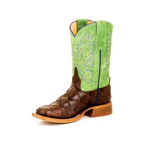 Kid's Horse Power Chocolate Filet of Fish Print with Green Sinsation Top HPK1824