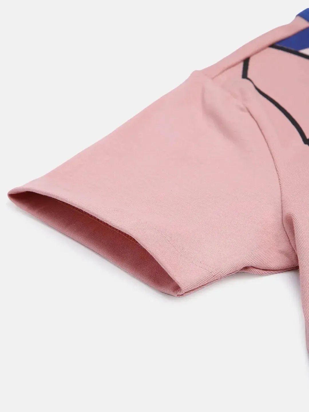 Kids Pink Jacket and Tie Print Cotton T-shirt