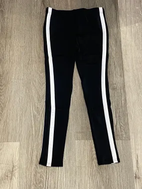 Kids White Side Stripe Black Leggings