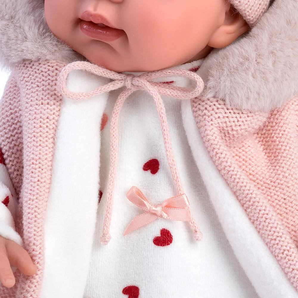 Llorens Dolls: Newborn Tina with Pink Hoodie Vest 44cm (Mechanism optional)