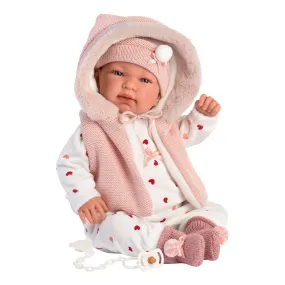Llorens Dolls: Newborn Tina with Pink Hoodie Vest 44cm (Mechanism optional)