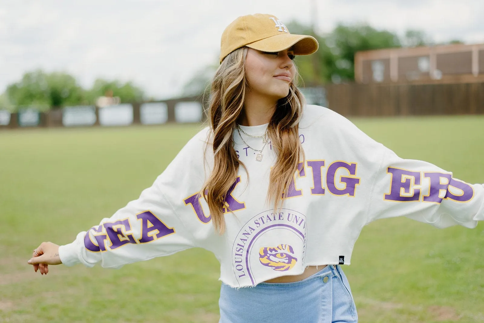 LSU Cropped Long Sleeve Crewneck