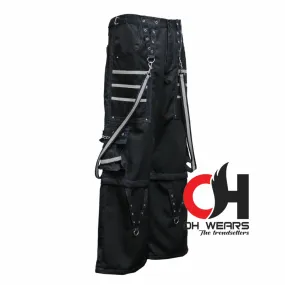 Men Handmade Black Reflective Pants