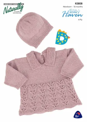 Naturally Baby Haven Sweater & Hat 4ply Newborn - 18months K0808