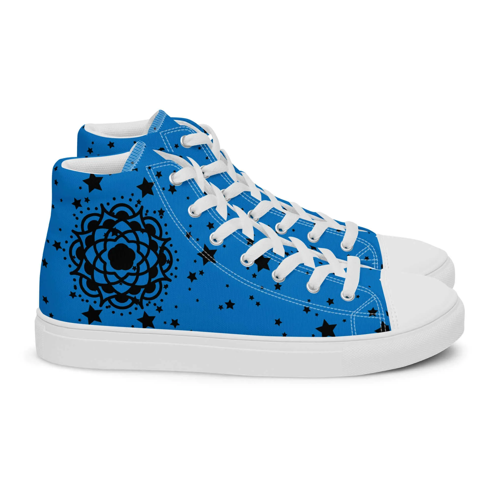 Nowhere2be Blue Flower high top canvas shoes