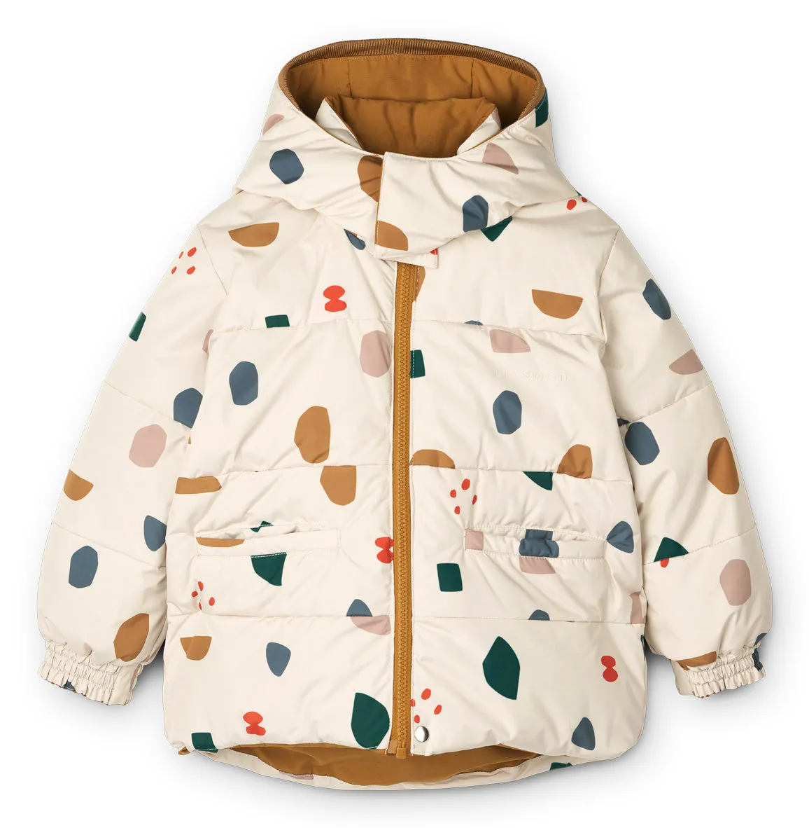 Paloma Reversible Down Puffer Coat - Golden / Geometric Foggy Mix - Last Size: 1 Year
