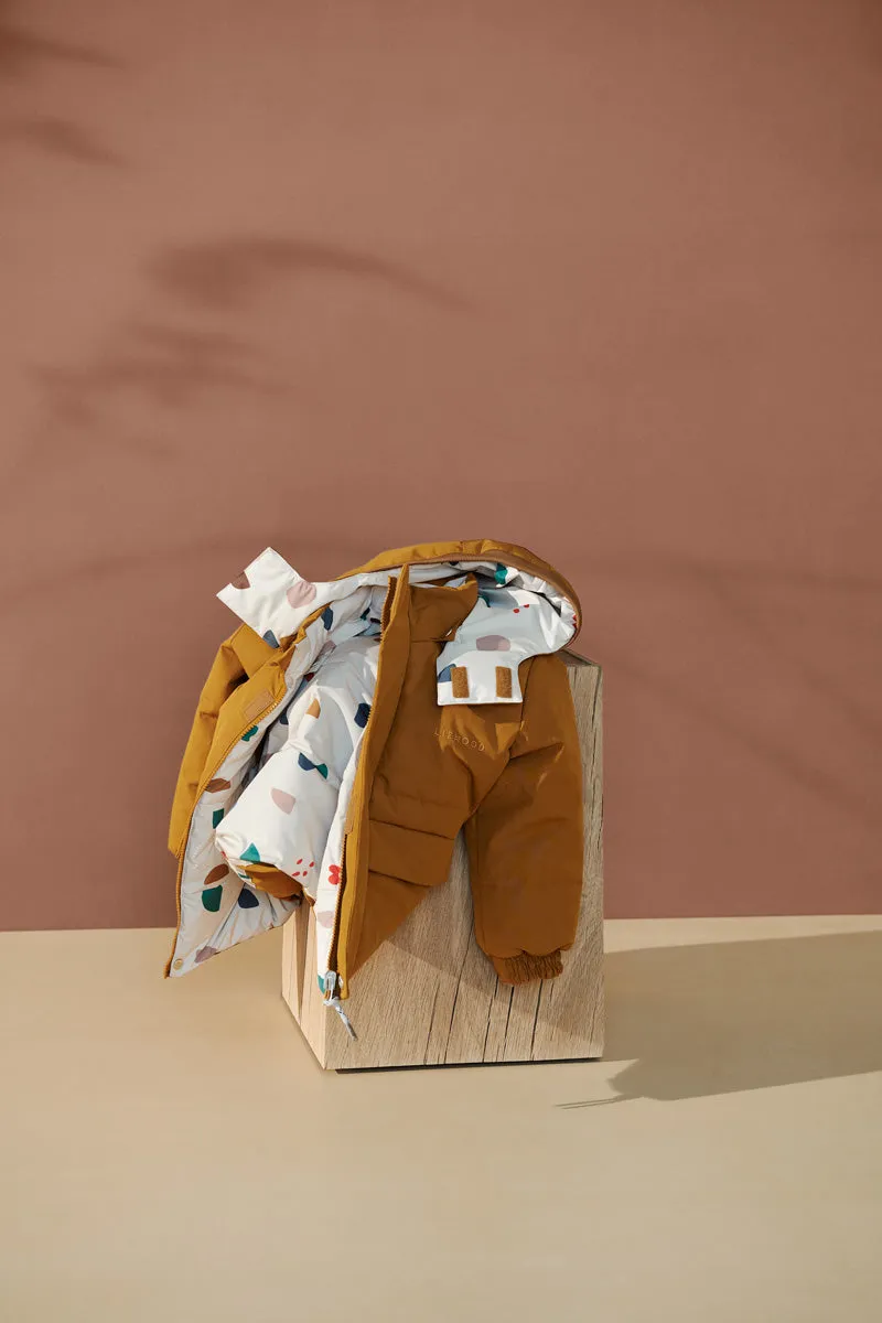 Paloma Reversible Down Puffer Coat - Golden / Geometric Foggy Mix - Last Size: 1 Year