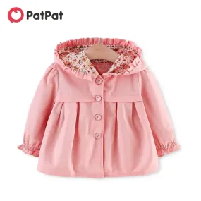 PatPat Solid Floral Print Long-sleeve Baby Hooded Jacket 6-9M 19841262