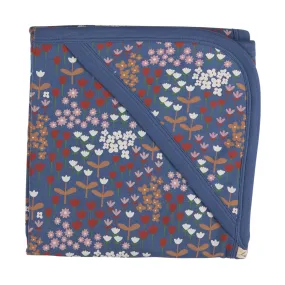 Pigeon Organics Hooded blanket (AOP), meadow - night blue