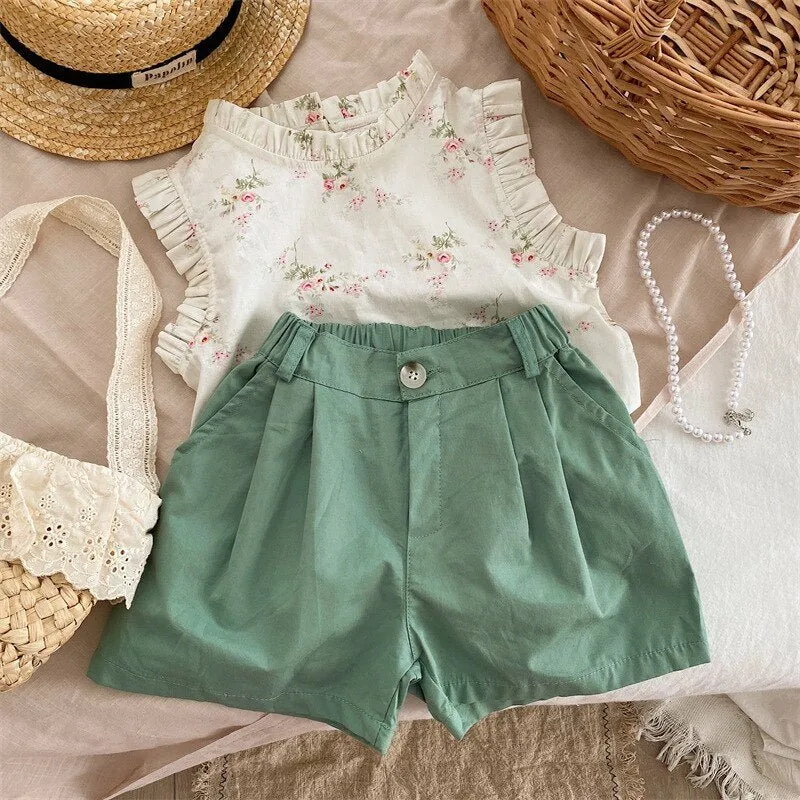 Ruffle Tank Top with Floral Print