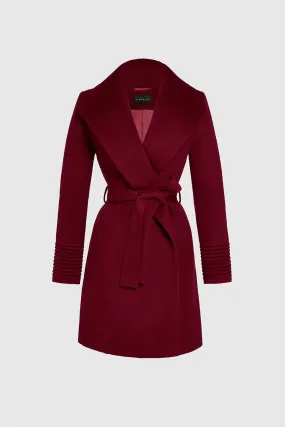 SENTALER MID LENGTH SHAWL COLLAR WRAP COAT