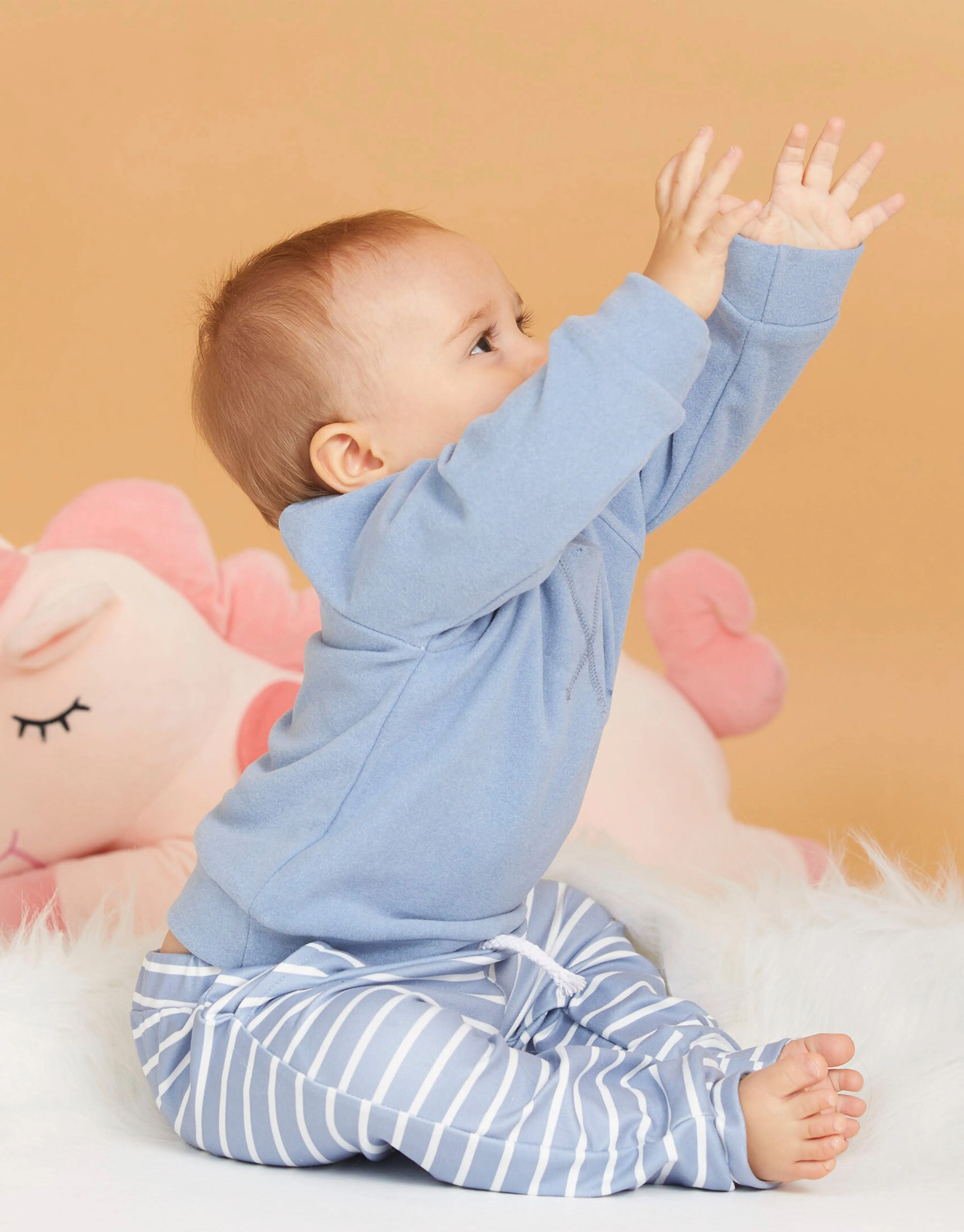 Striped Baby Set | Solid Top and Striped Pants | 2-Piece Set in Pink