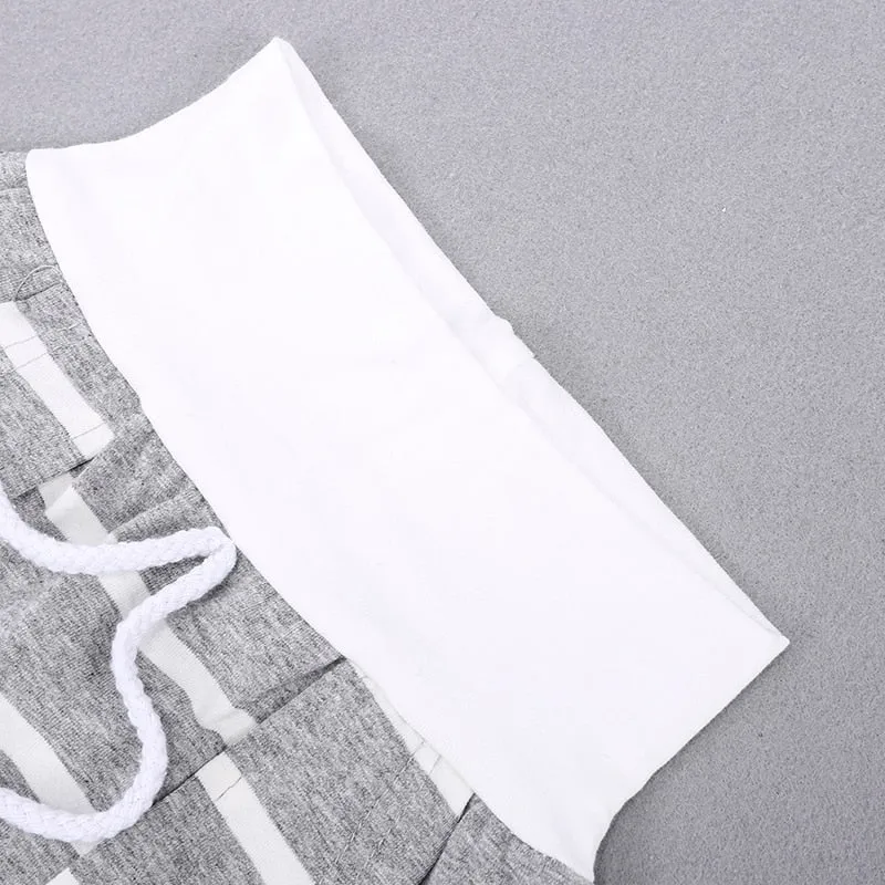 Striped Hooded Sweatshirt And Pants Outfit (2 Colors)