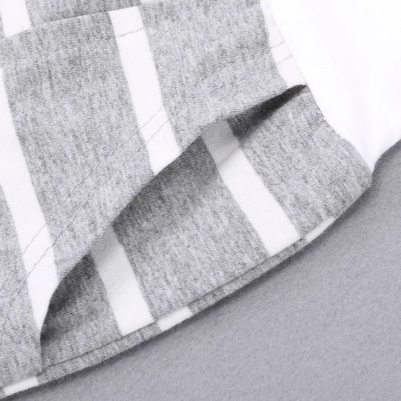 Striped Hooded Sweatshirt And Pants Outfit (2 Colors)