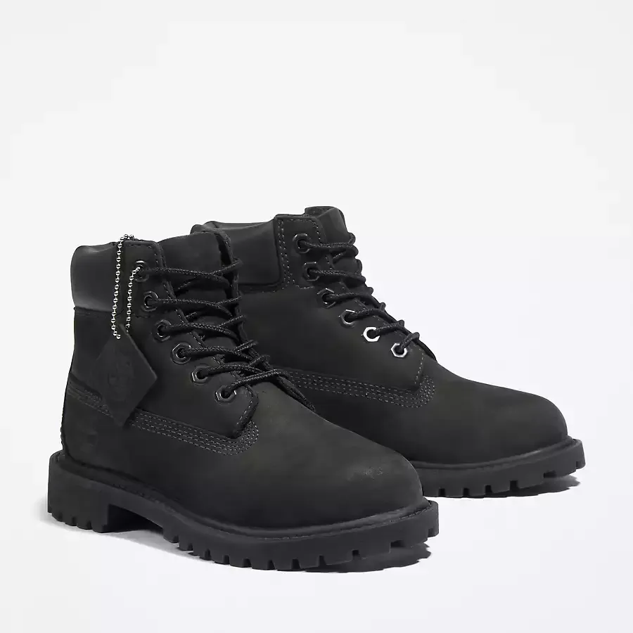 Timberland Kid's Premium 6-Inch Waterproof Boot Shoes - Black Nubuck