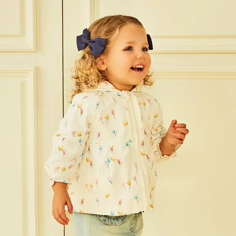 Tulip Garden Baby Girl White Hooded Jacket
