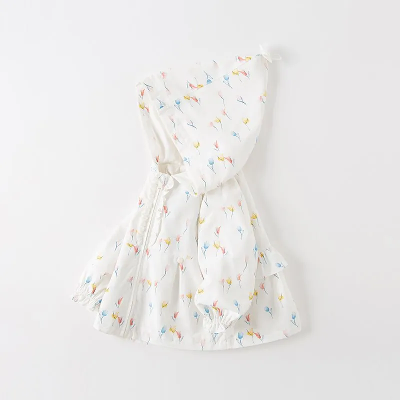 Tulip Garden Baby Girl White Hooded Jacket