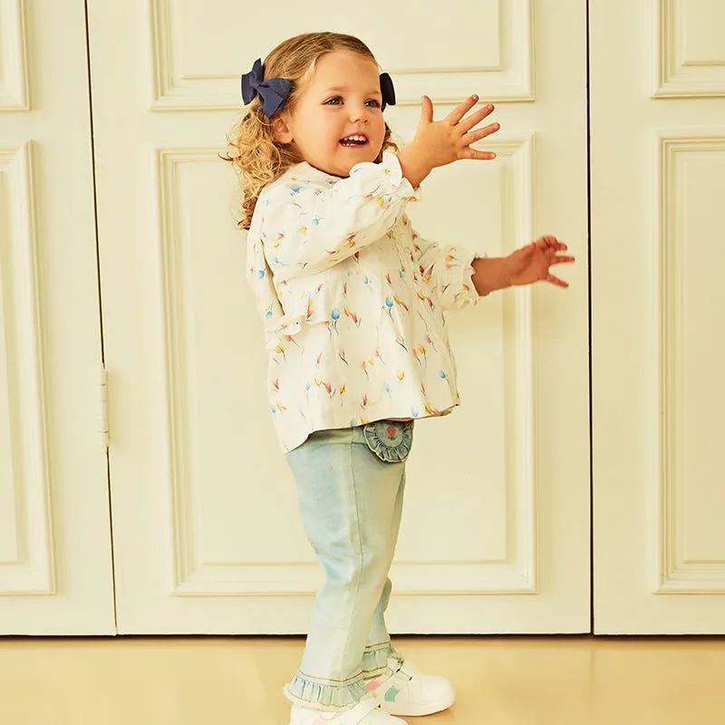 Tulip Garden Baby Girl White Hooded Jacket