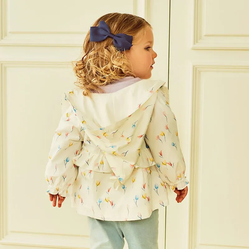 Tulip Garden Baby Girl White Hooded Jacket