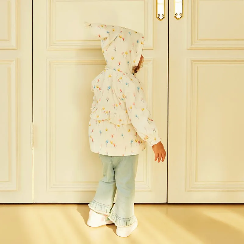 Tulip Garden Baby Girl White Hooded Jacket