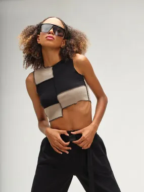 Vienna Mocha Patchwork Crop Top